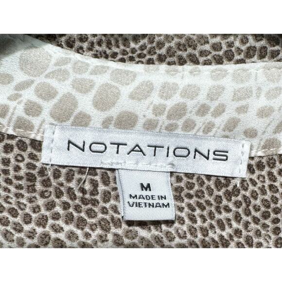 NOTATIONS Animal Print Top Natural Colors Women's Semi-Sheer Sz M - Picture 7 of 10